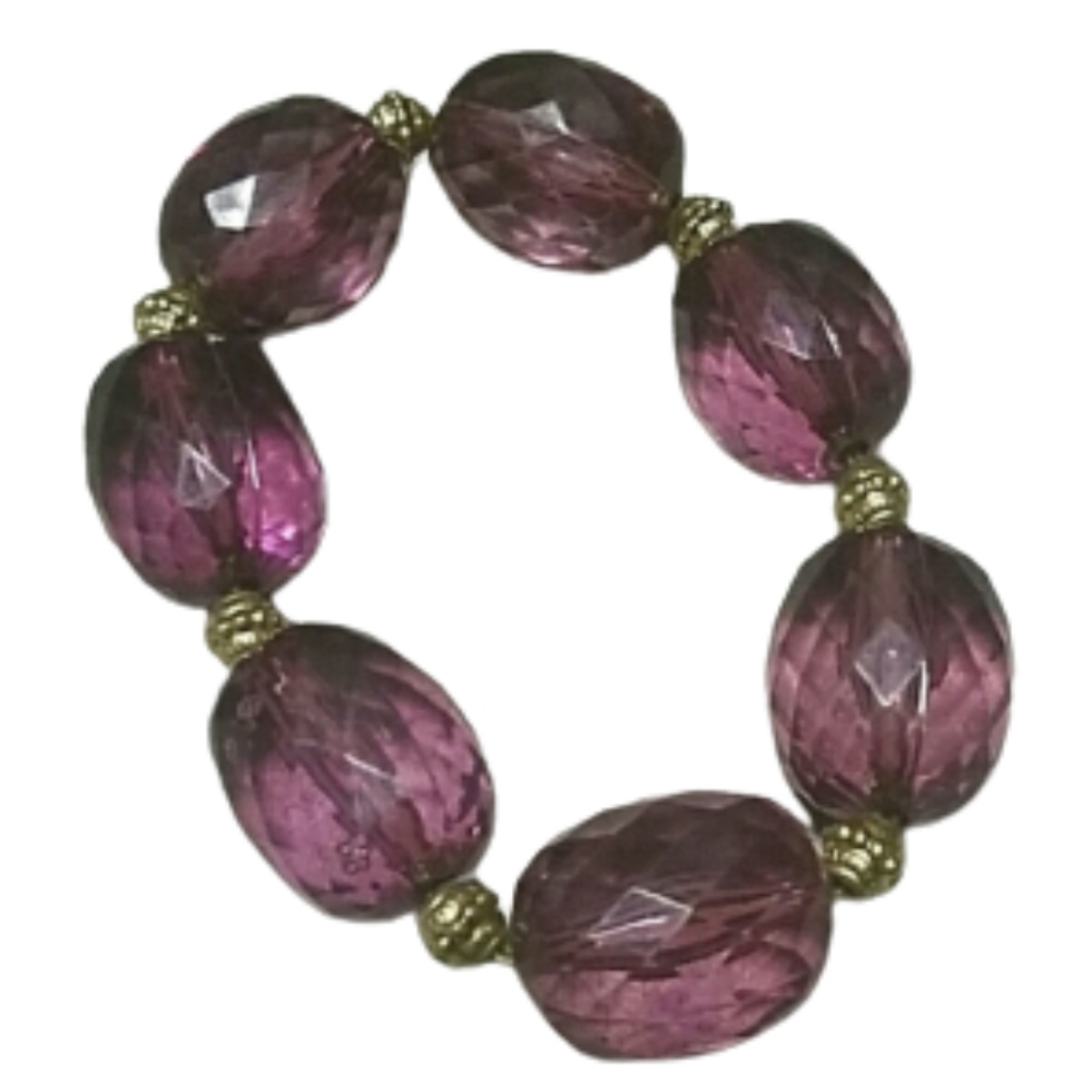 B280 Vintage Purple Lucite Large Beaded Bracelet